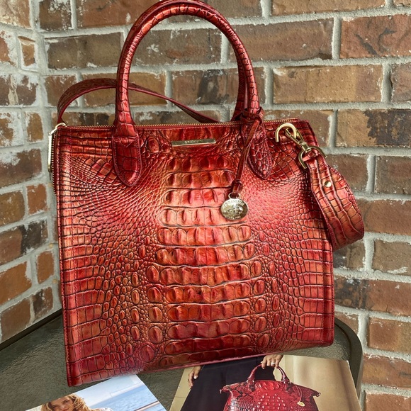 NWT Brahmin Caroline Satchel Red Chili Bag - Picture 3 of 11